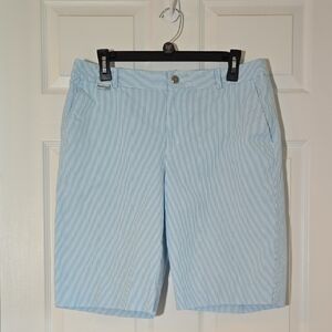 Lauren Ralph Lauren Women's Light Blue Pinstripe Bermuda Shorts Size 10